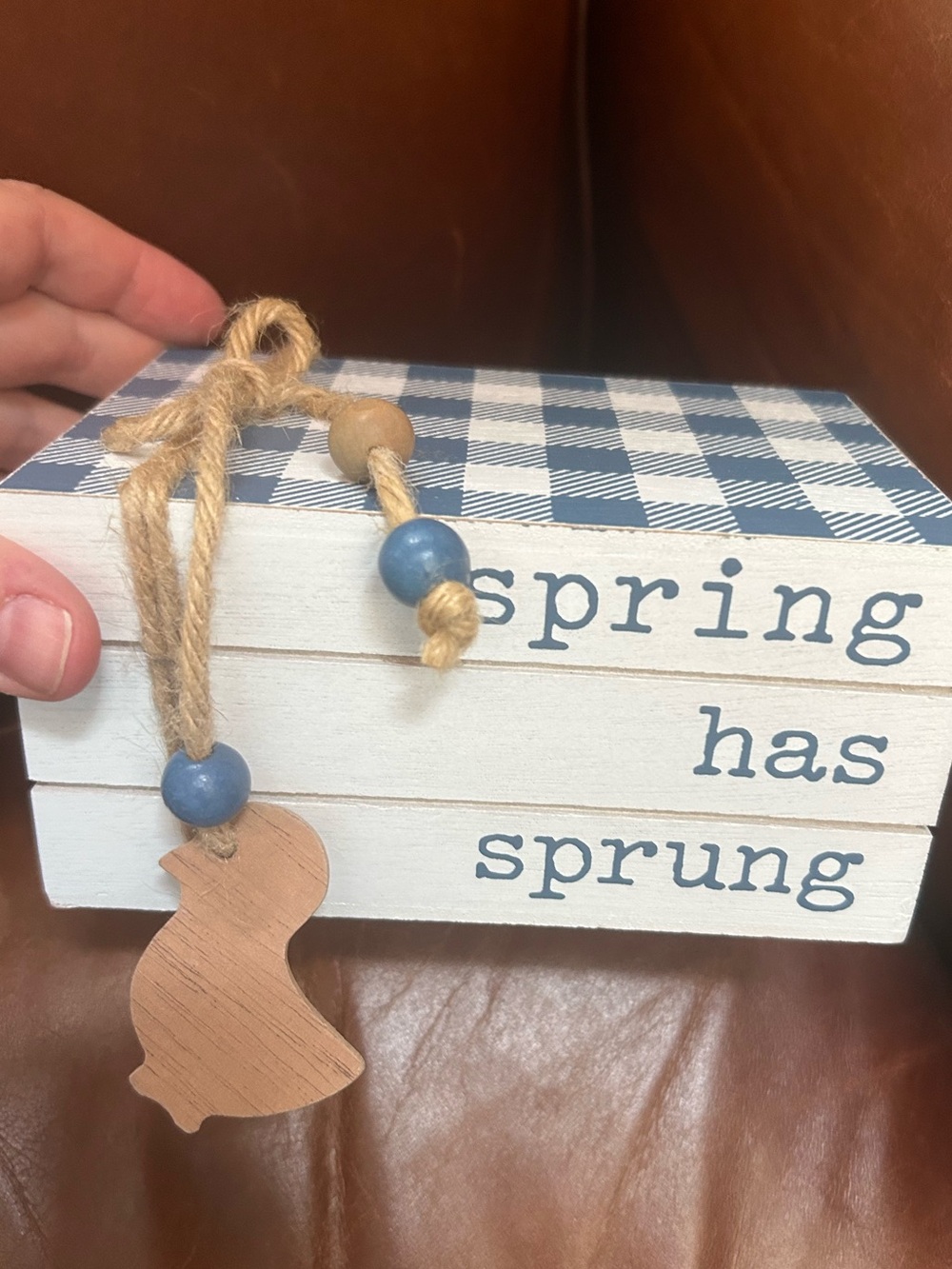 Spring Has Sprung Decorative Wooden Block Stack - Blue & White